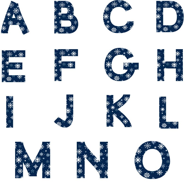 Snowflake Alphabet, Snowflake Letters, Snowflake PNG, Xmas Alphabet