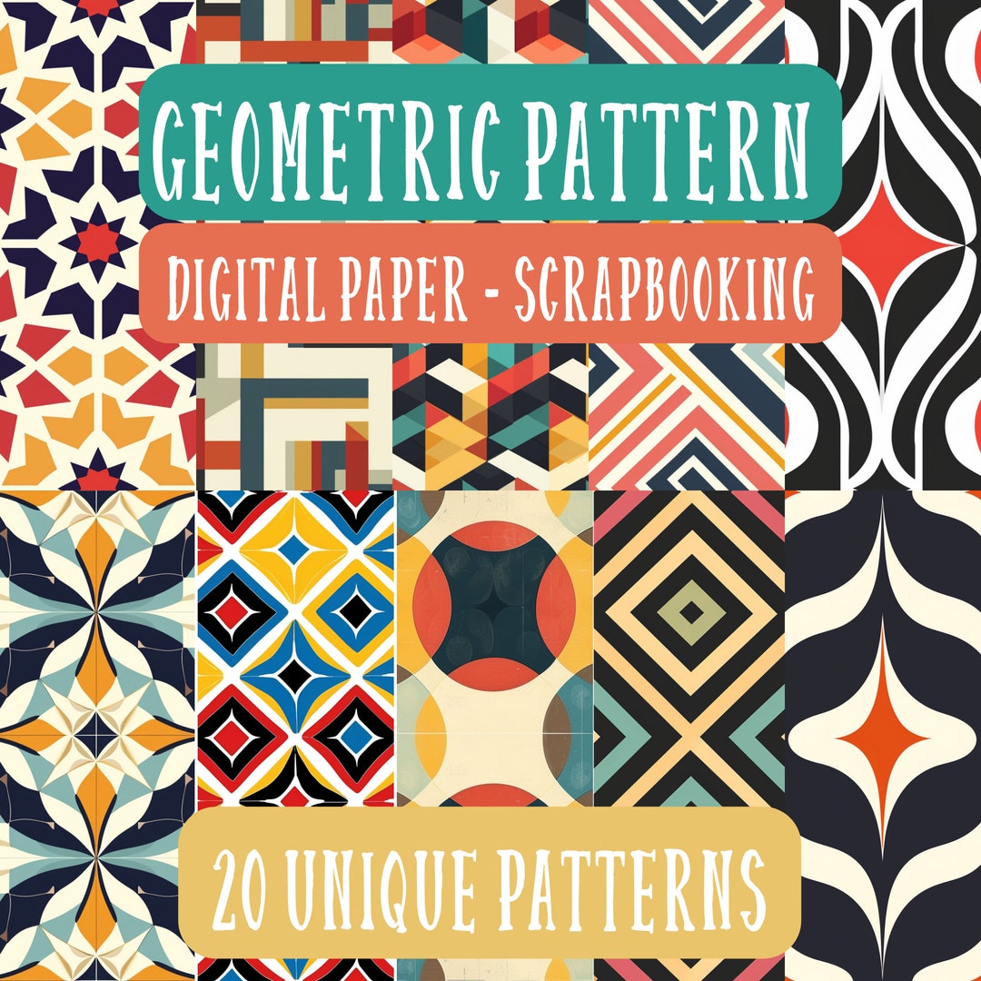 Geometric Pattern Digital Paper, Geometric Digital Paper, - Etsy