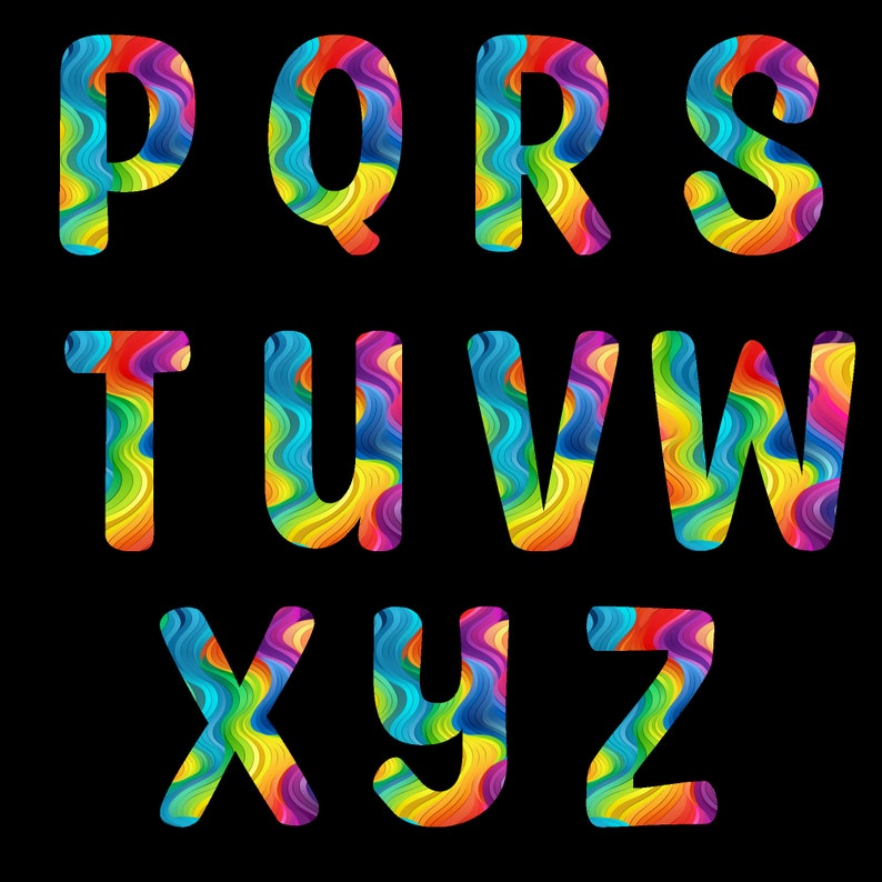 Rainbow Alphabet, Rainbow Letters, Rainbow PNG, Etsy
