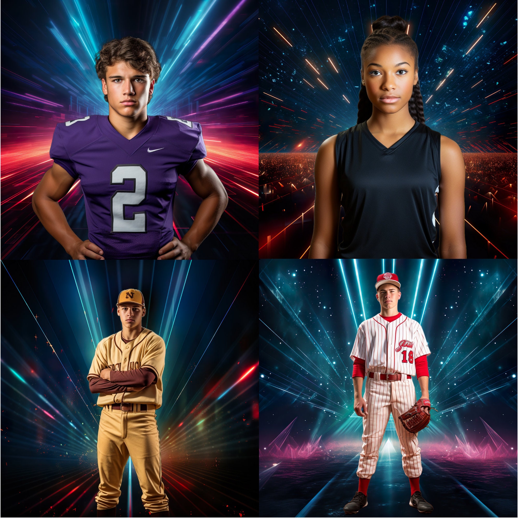 Laser Background, Sports Backdrop, Red Laser, Blue Laser Digital Photo Backdrop