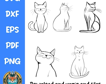 Cat SVG, Kitty SVG, Cat Cricut-bestanden, 5 katten-svg's, SVG-katten