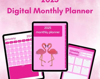Digital Planner, Pink Digital Planner, Digiital Monthly Planner, Weekly Planner, Simple Planner, Pink Flamingo
