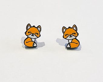Fox stud earrings – Cute woodland animal jewellery – Kawaii fox earrings – Handmade gift for her – Fun quirky accessories
