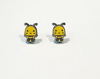 Bumblebee stud earrings – Cute insect jewellery – Kawaii bee earrings – Handmade gift for her – Fun quirky animal accessories