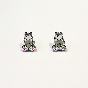 Pendientes de cebra, joyas de animales de safari, bonitos pendientes en blanco y negro, regalo de animal hecho a mano, pendientes originales para ella