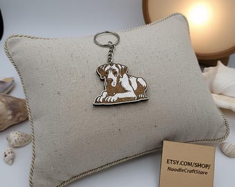 Great Dane Keyring, Wooden Great Dane Gift, Laser Engraved Keychain Dog Lover, Great Dane Keychain