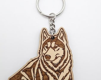Husky Keychain | Personalized Siberian Husky Gift & Bag Charm Custom Wooden