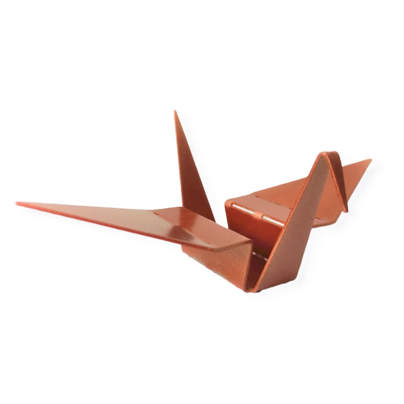 Modern Metal Origami Crane Rose Gold Artwork Sculpture Etsy UK