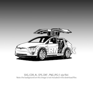 Tesla Model X open deuren svg, cdr, eps, ai, png, jpg