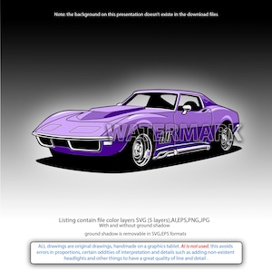 Chevrolet Corvette Stingray 1970 color layers  svg,ai,eps,png,jpg
