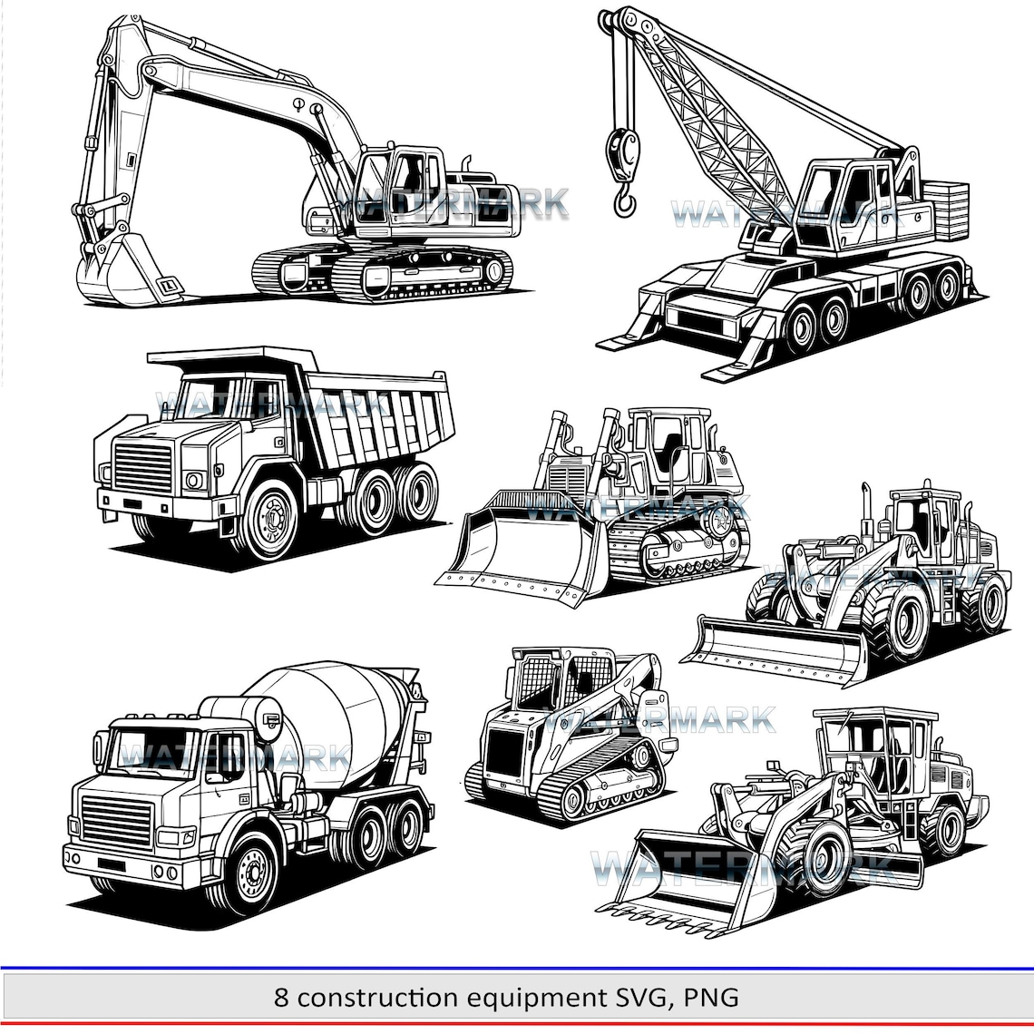Construction Equipment SVG ,PNG 8 Drawings - Etsy