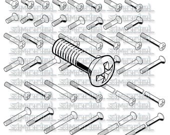 Crussiform countersunk head screw vector clipart  svg, dxf, eps,  png, ai