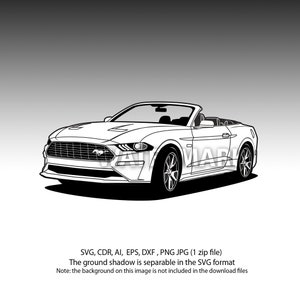 Ford Mustang descapotable svg,cdr,ai,dxf,eps,png,jpg