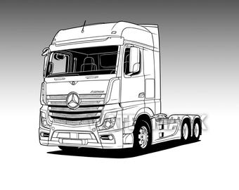 Camión semirremolque Mercedes Actros, SVG, AI, EPS, PNG, JPG
