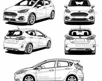 Ford Fiesta svg, png, 5 different angle views design