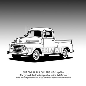 Ford pickup 1950 svg,cdr,ai,dxf,eps,png,jpg