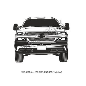 Chevrolet Silverado 2000 front view svg,cdr,ai,dxf,eps,png,jpg