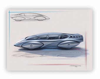 Automotive sketches and illustrations by designer, Concept-car, futuristic, wall art DESIGN 4