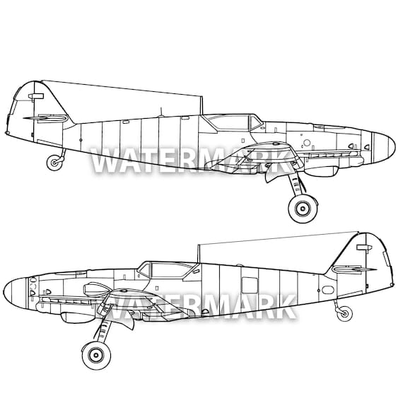 メッサーシュミット Bf 109 航空機 飛行機 svg、eps、ai、dxf、ai、png