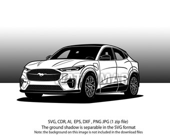 Ford Mustang Mach E  svg,cdr,ai,dxf,eps,png,jpg