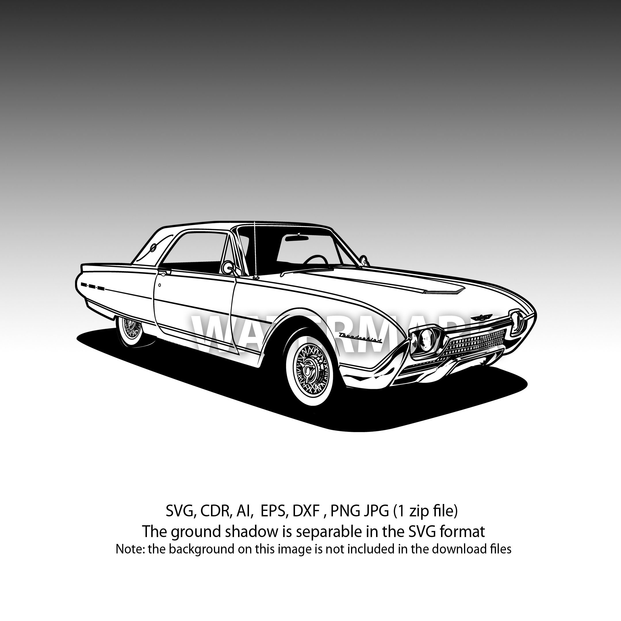 Ford Thunderbird 1962 svg,cdr,ai,dxf,eps,png,jpg