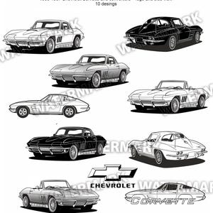 1963-1967 Chevrolet Corvette SVG, PNG 10 designs