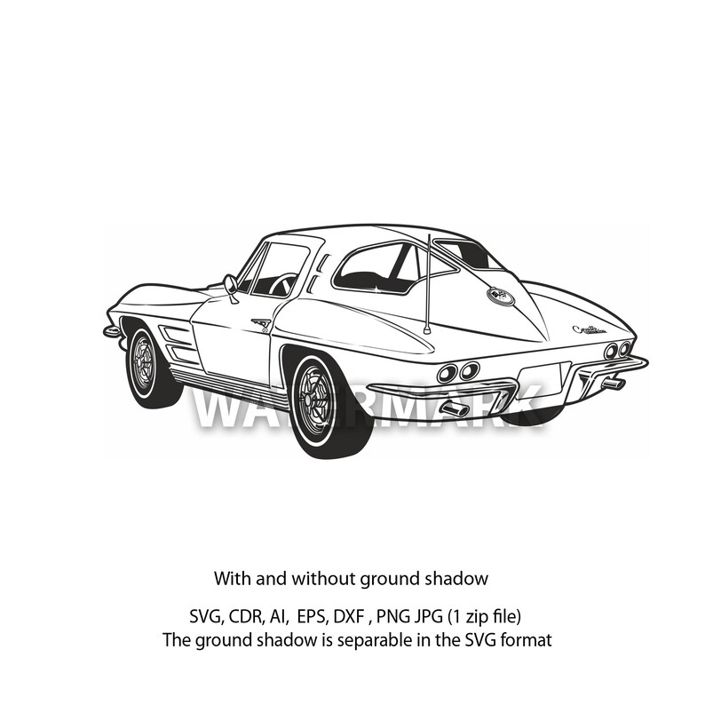 Chevrolet Corvette 1963 Back View Svg,cdr,ai,dxf,eps,png,jpg - Etsy