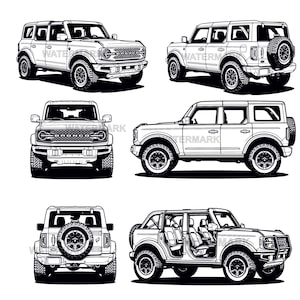 Ford Bronco 2025 SVG, PNG 6 diseños de vistas diferentes