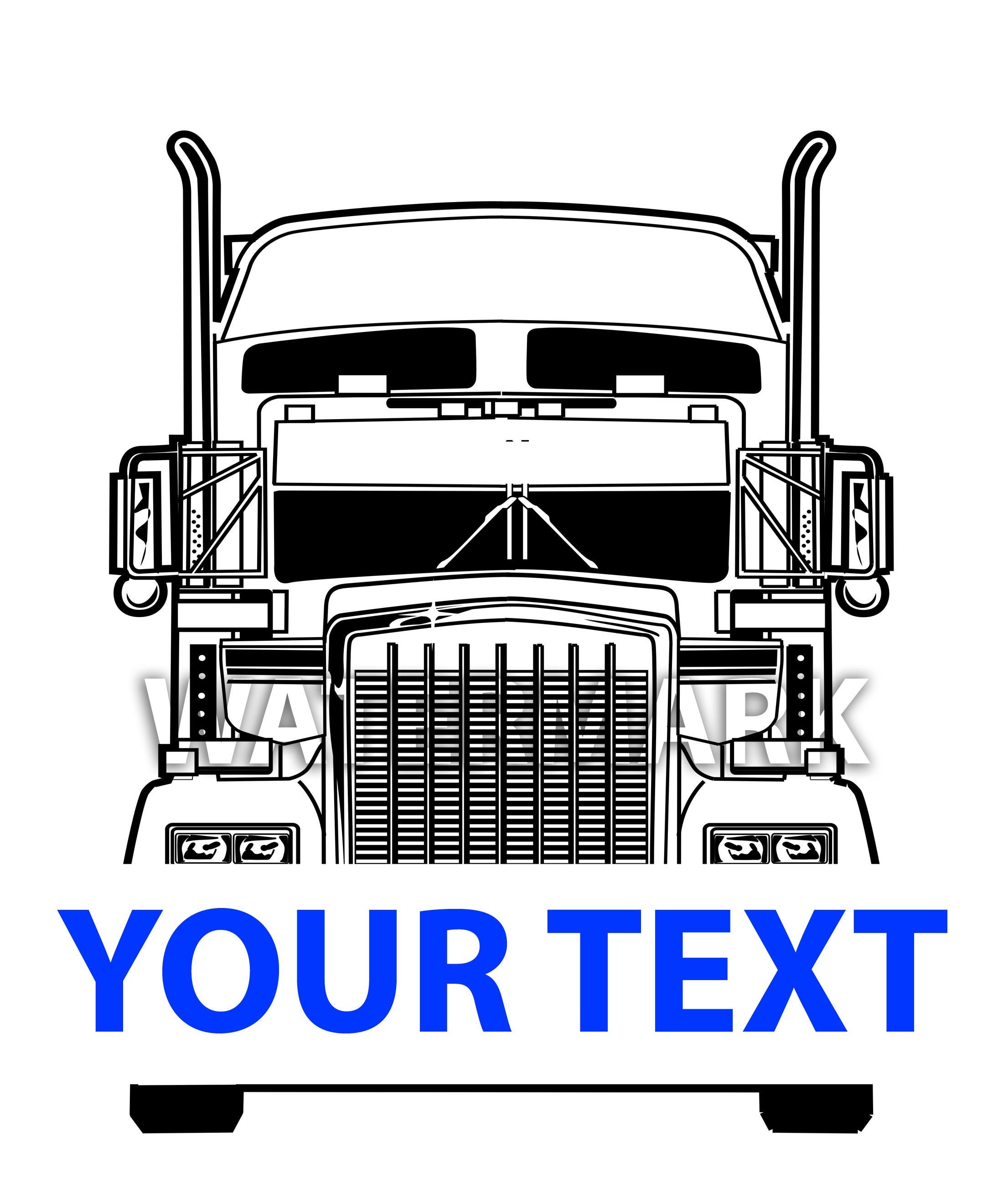 ◆ Kartoon  ◆ Semi Truck Kenworth Front View With Text to Add Svg, Png - Etsy