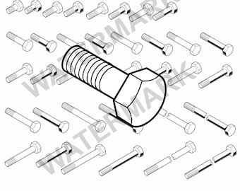 Hexagonal head screw 36 vector clipart svg, dxf, eps,  png, ai