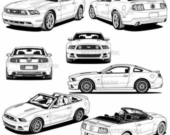 2010 Ford Mustang SVG, PNG 7 different angle view design