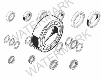 Vector clipart cylinder bearings svg, dxf, eps,  png, ai