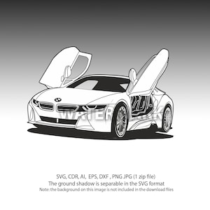 BMW i8 open deuren svg, cdr, eps, ai, png, jpg