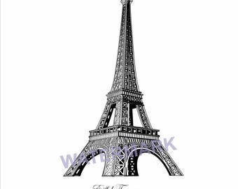 La Tour Eiffel Paris vector SVG,PNG, line art monochrome