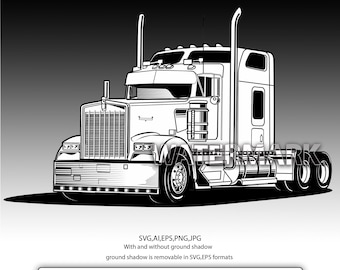 Kenworth W900 semi truck svg,eps,ai,png,jpg