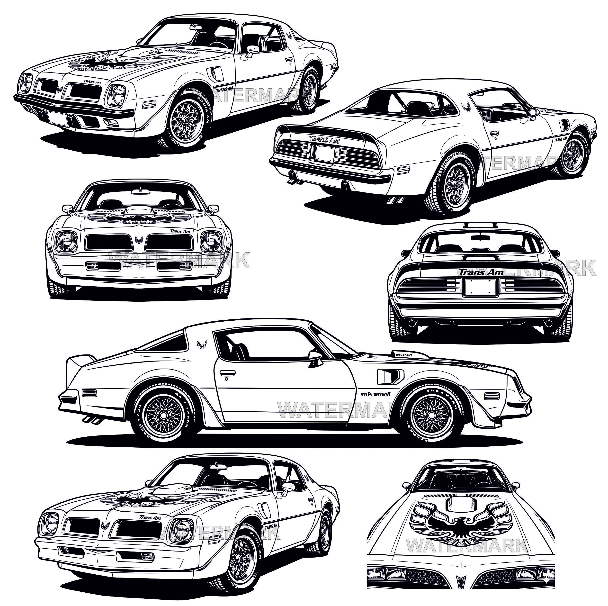 Pontiac Firebird Transam 1975 SVG PNG 7 Different View Design - Etsy