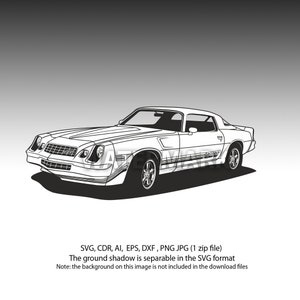 Chevrolet Camaro 1980 svg,cdr,ai,dxf,eps,png,jpg
