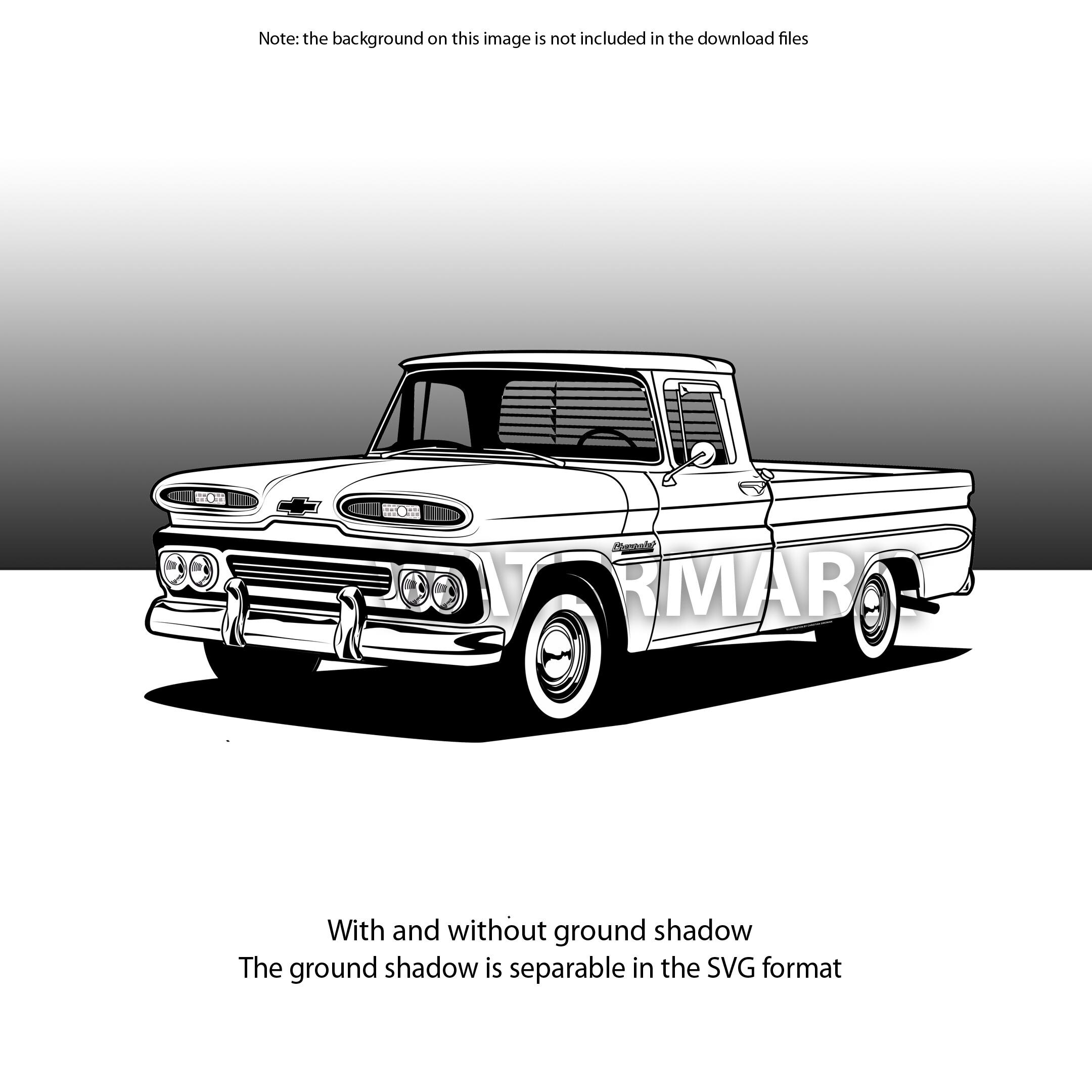 Chevrolet Apache pick up 1960 svg,cdr,ai,dxf,eps,png,jpg
