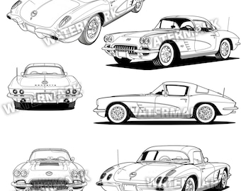 1960 Chevrolet Corvette SVG, PNG 6 designs