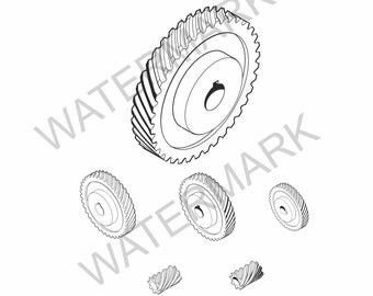 Endless screw gearweel 6 vector clipart svg, dxf, eps,  png, ai