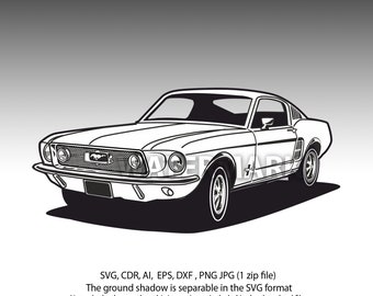 Ford Mustang 1967 svg,cdr,ai,dxf,eps,png,jpg