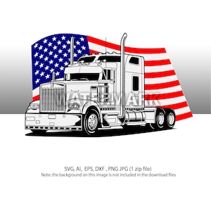 Semi truck Kenworth with american flag svg,ai,eps,png,jpg