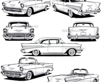 Chevrolet Bel Air 1957, SVG, PNG 7 vistas diferentes