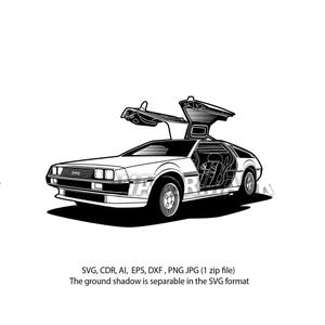 Delorean open deuren svg, cdr, eps, ai, png, jpg