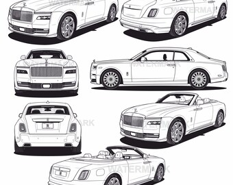 Rolls-Royce 2025 coupe , SVG,PNG 7 different angle views art design