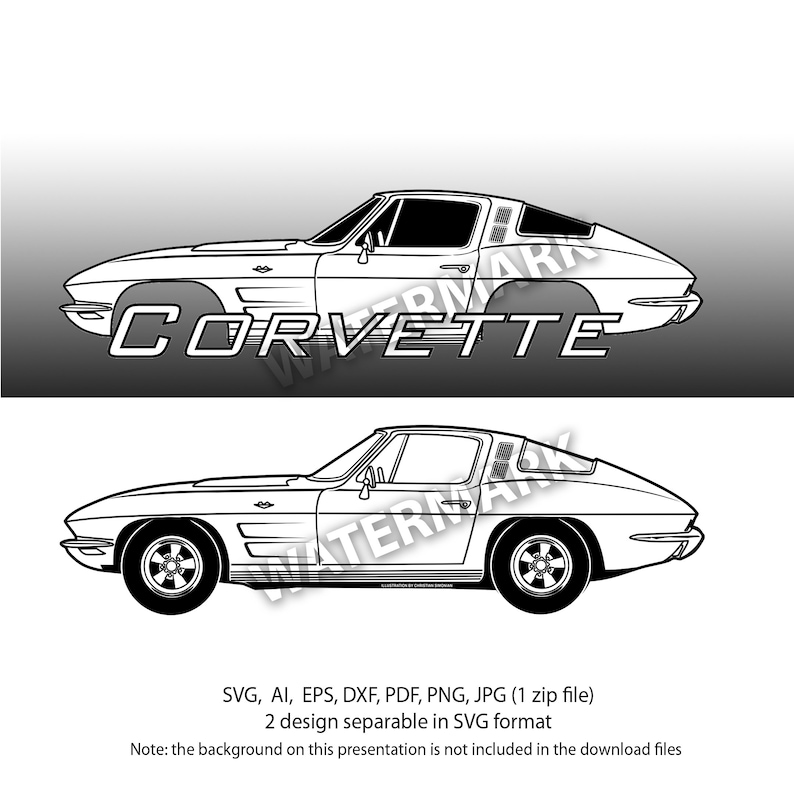 Chevrolet Corvette 1963 Side View Svg,cdr,ai,dxf,eps,png,jpg - Etsy