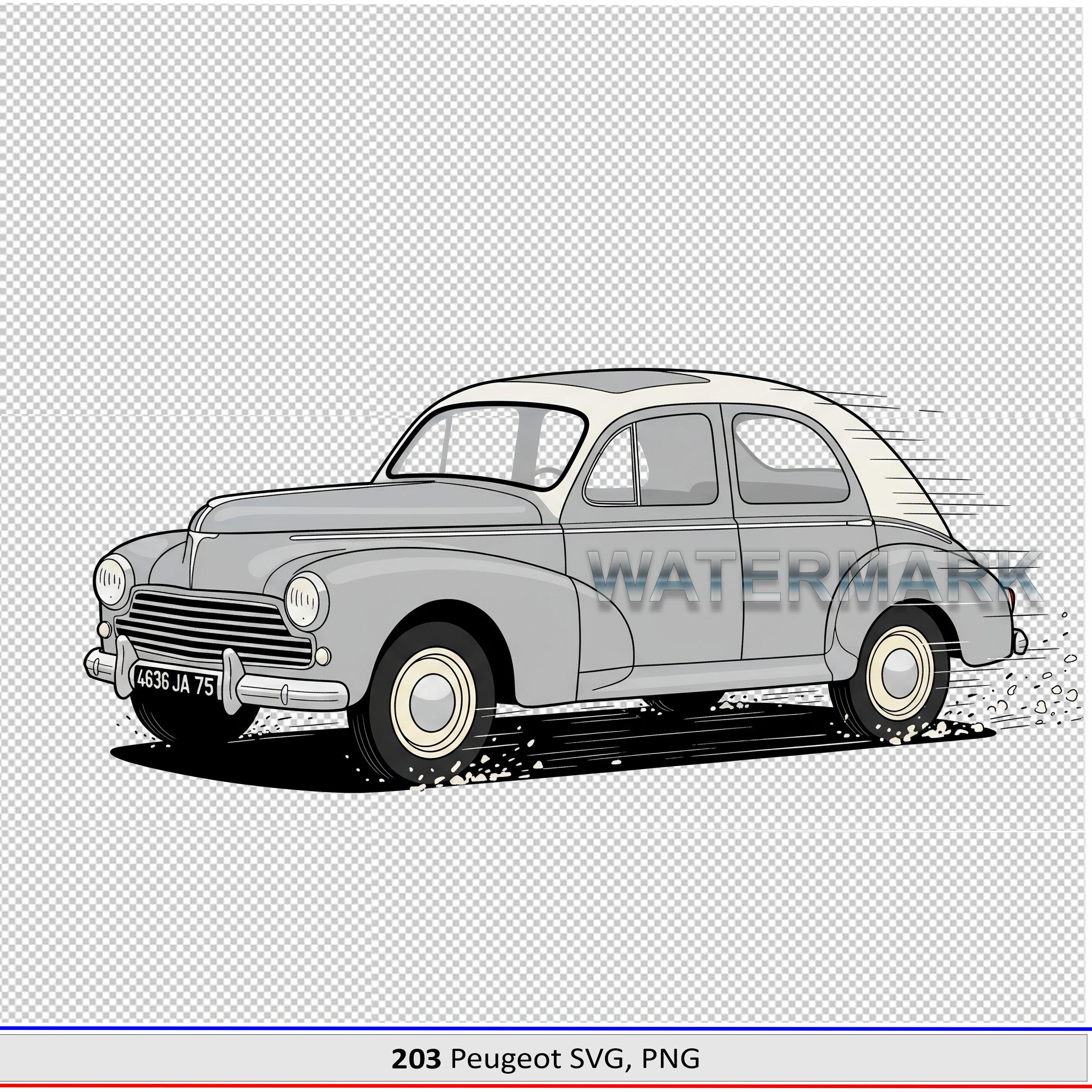 PEUGEOT 203/プジョー/ポスター 203 Peugeot Cartoon Style Pop Art SVG, PNG - Etsy Israel