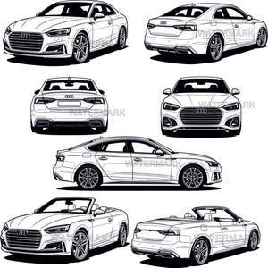 Audi A5 SVG, PNG 7 olika vyer av design och cabriolet
