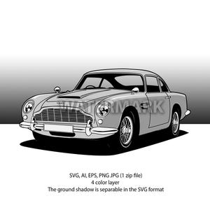 Aston Martin DB 5 Farbe überlagert svg, eps, ai, png, jpg Auto Vektor