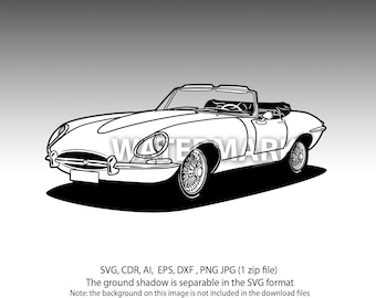 Jaguar E-type convertible svg,cdr,ai,dxf,eps,png,jpg